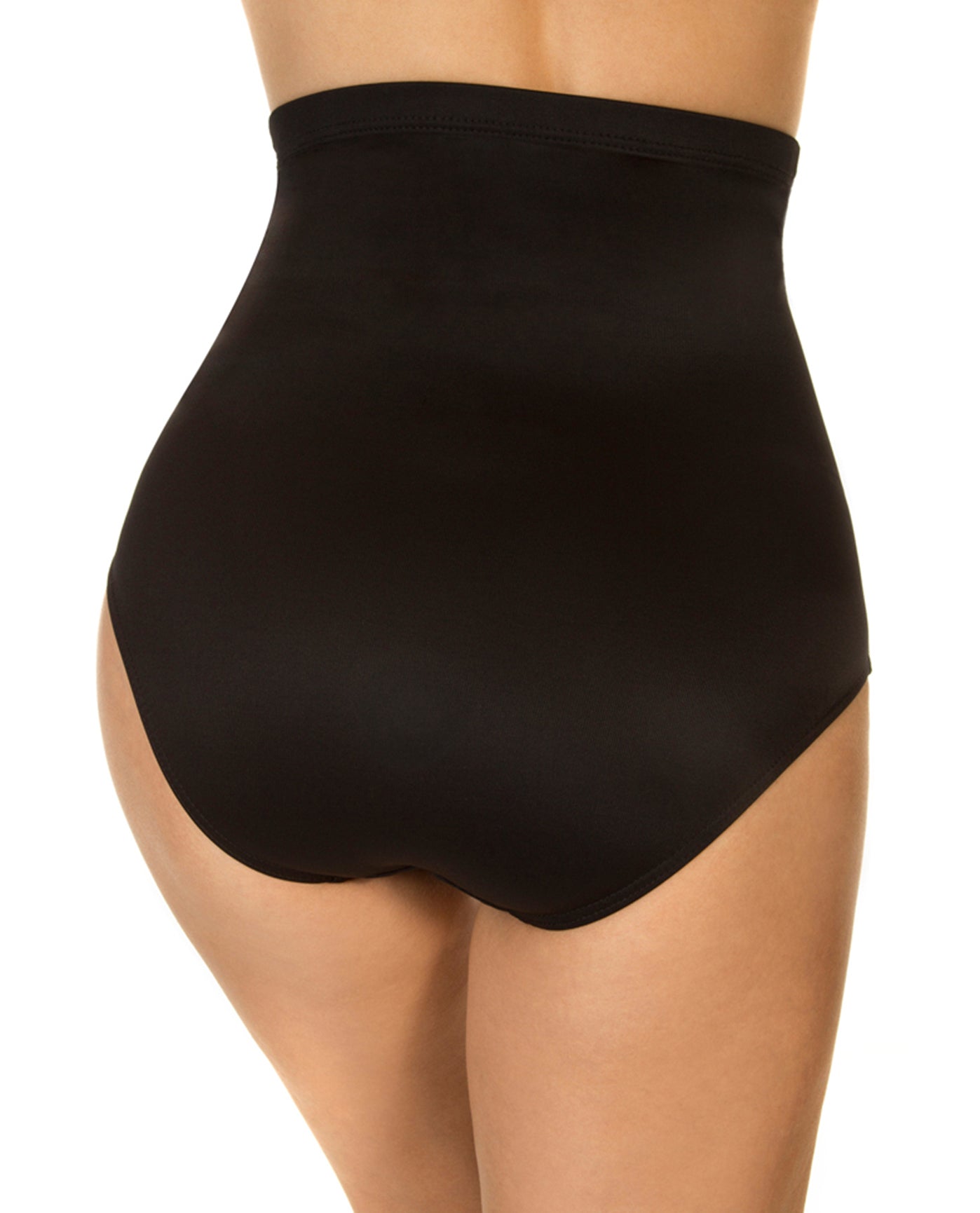 Back View Of Miraclesuit Black Super High Waisted Brief Tankini Bottom | MIR Black