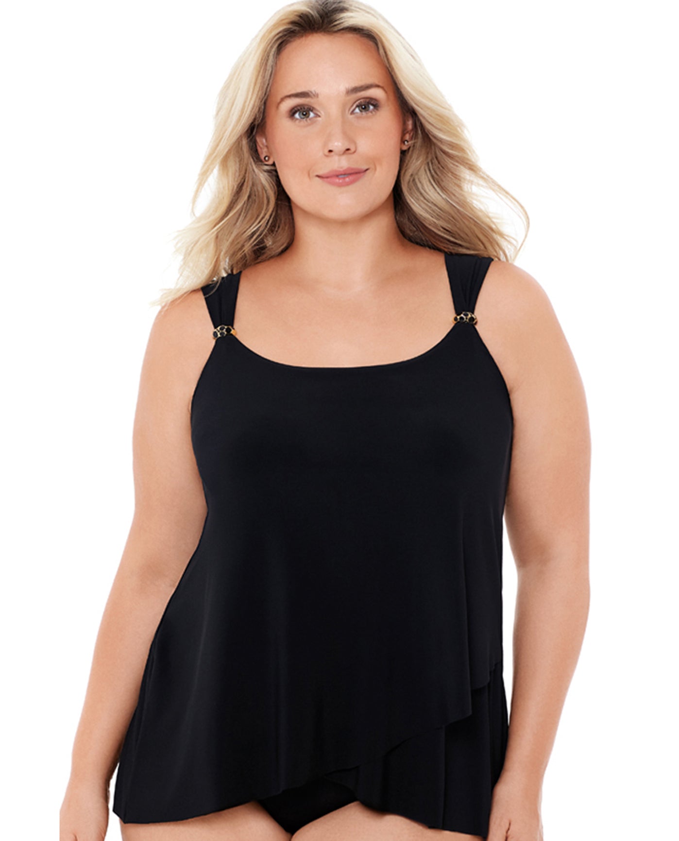 Miraclesuit Razzle Dazzle Black Plus Size Dazzle Underwire Tankini Top