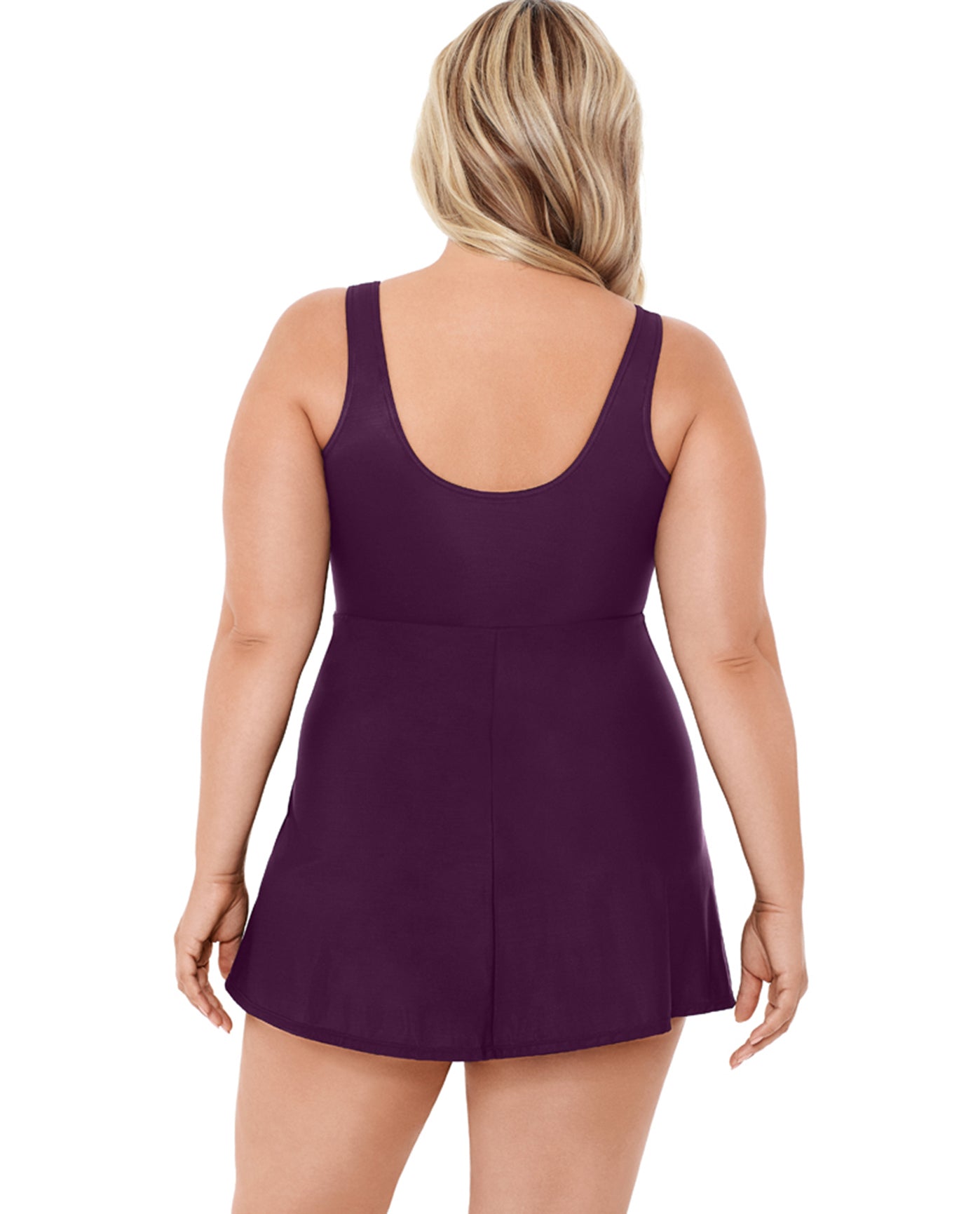 Back View Of Miraclesuit Black Plus Size Marais Swimdress | MIR Sangria