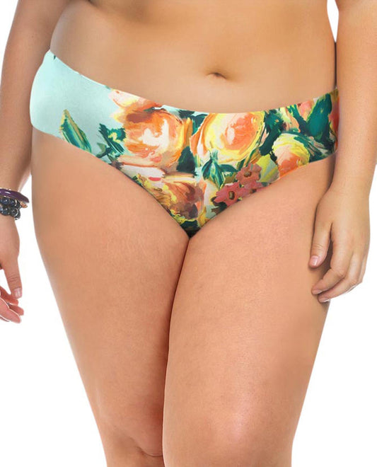 Front View Of Becca ETC Plus Size High Tea Hipster Tankini Bottom | BEC Tea