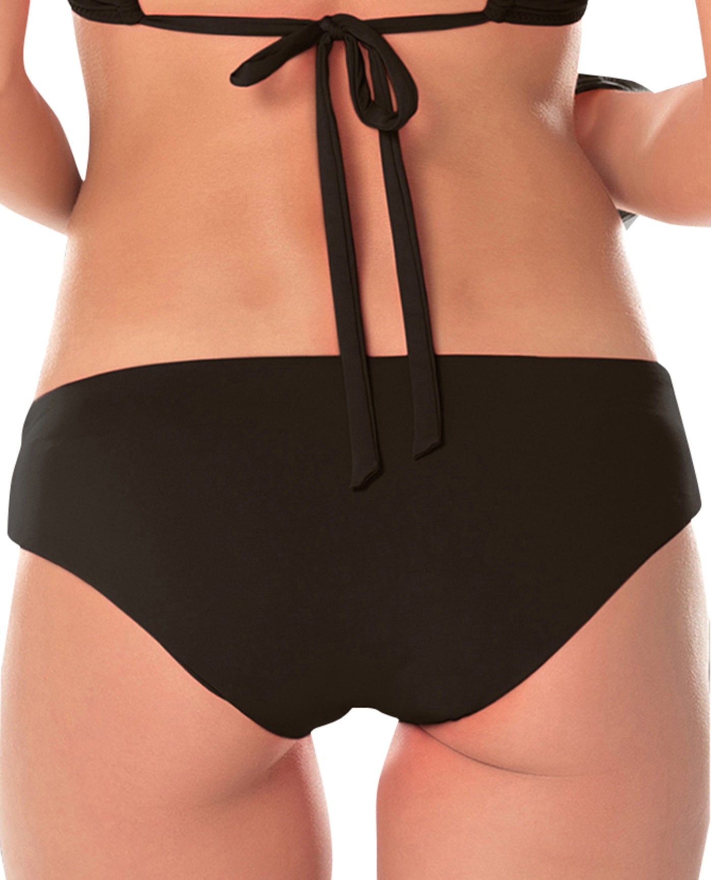 Back View Of Becca by Rebecca Virtue Color Code Solid Hipster Bikini Bottom | BEC Color Code Black