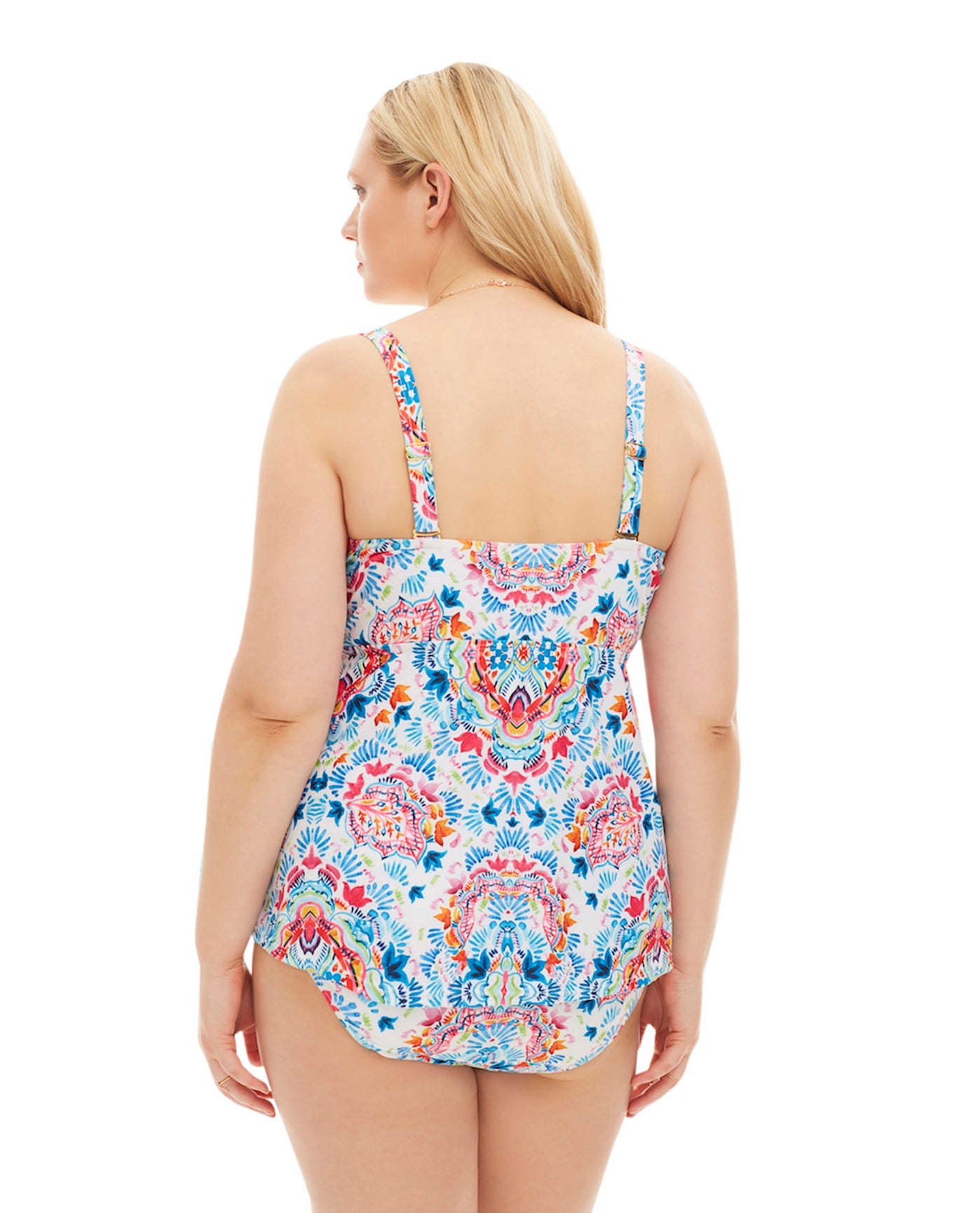 Back View Of Always For Me Festival Plus Size Tankini Top with Matching Tankini Bottom | AFM FLORAL