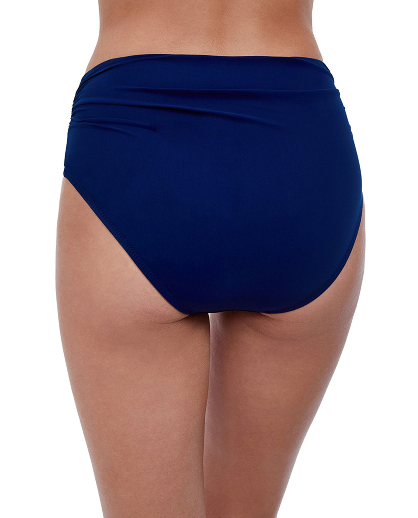 Back View Of PROFILE BY GOTTEX TUTTI FRUTTI SHIRRED TANKINI BOTTOM | PRO TUTTI FRUTTI NAVY