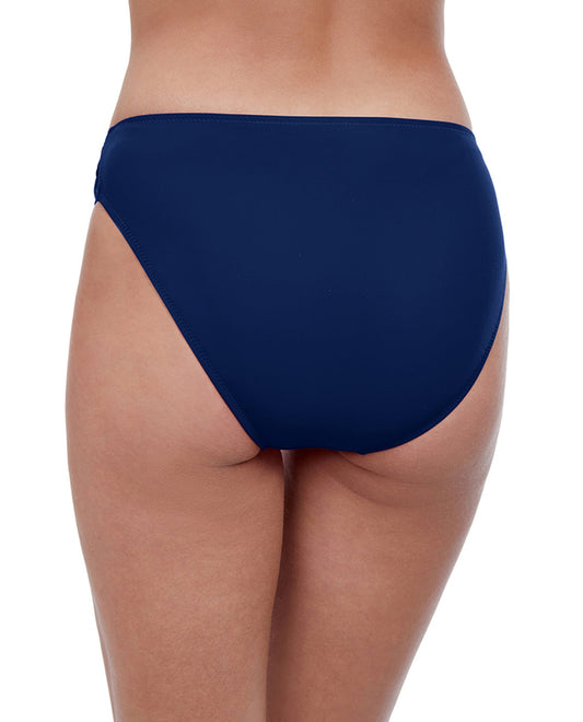 BACK VIEW OF PROFILE BY GOTTEX TUTTI FRUTTI SIDE TAB HIPSTER BIKINI BOTTOM | PRO TUTTI FRUTTI NAVY
