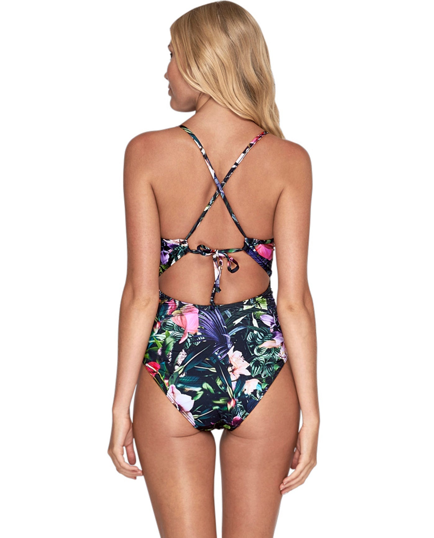 Back View Of JETS Australia Plunge V-Neck One Piece Swimsuit | JET AUSTRALIA ARCADIA