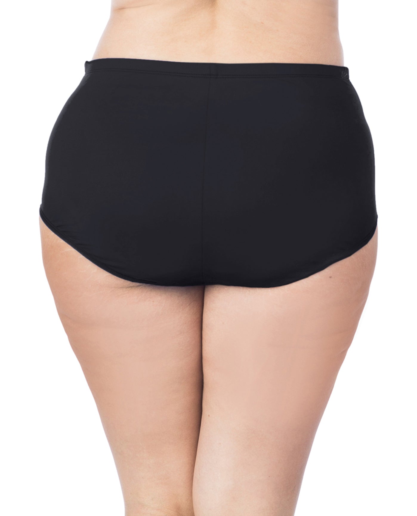 Back View Of La Blanca Solid Plus Size Hi-Rise Swim Bottom | LAB Black