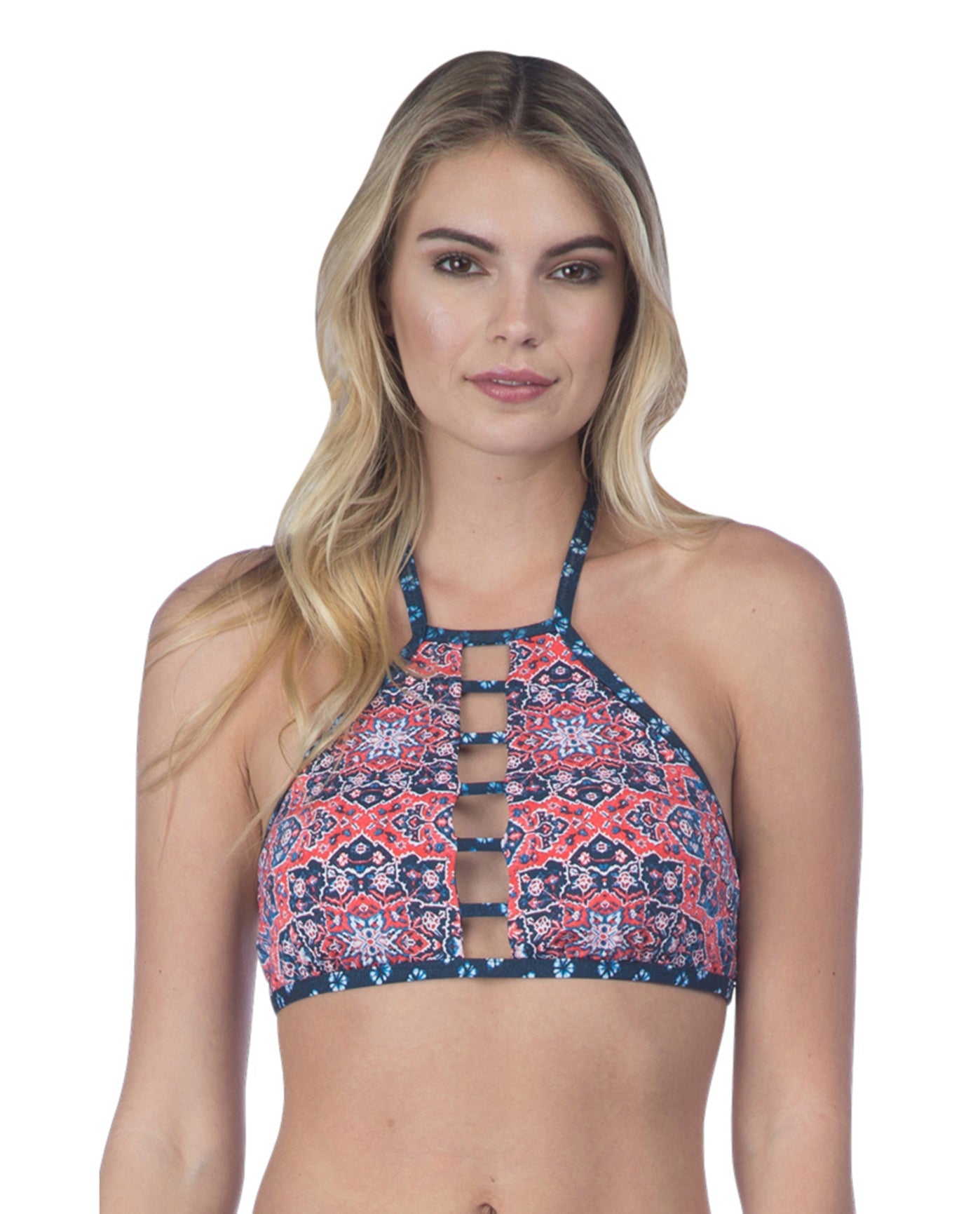 Front View Of Lucky Brand Reversible Nomad Chevron Cheeky Hipster Bikini Bottom | LKY Festival