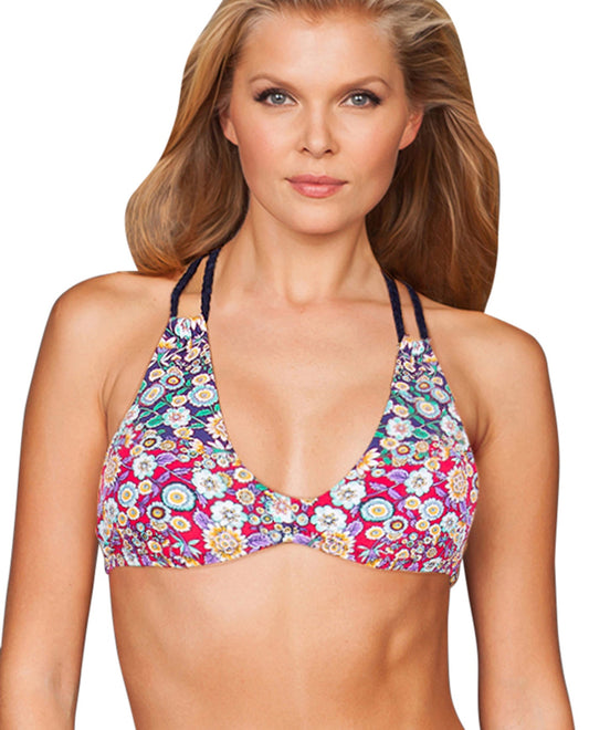 Front View Of Nanette Lepore High Neck Bikini Top | NNL Desert Diamond