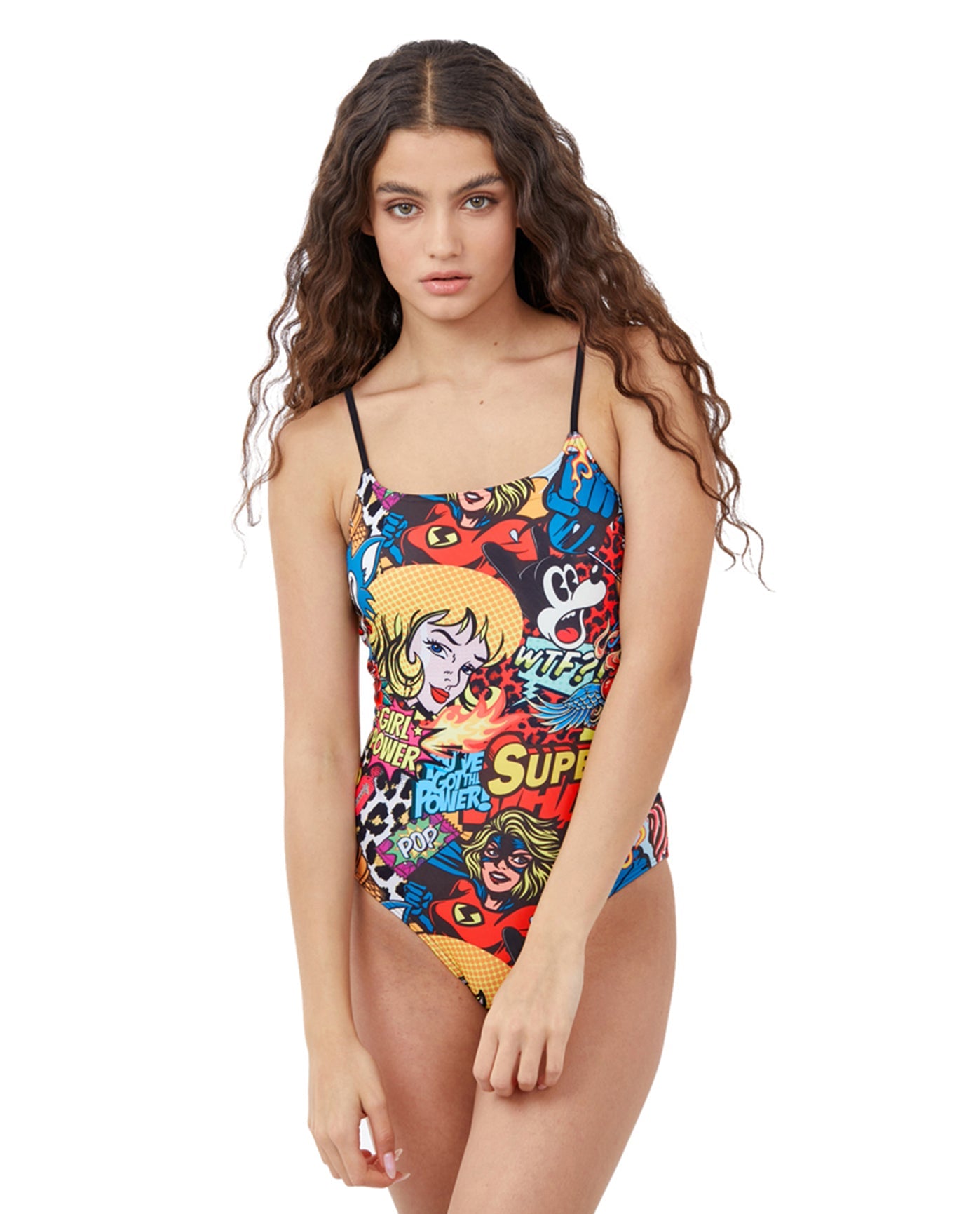 Front View Of Gottex Girls Superhero Round Neck One Piece Swimsuit | GTK SUPERHERO