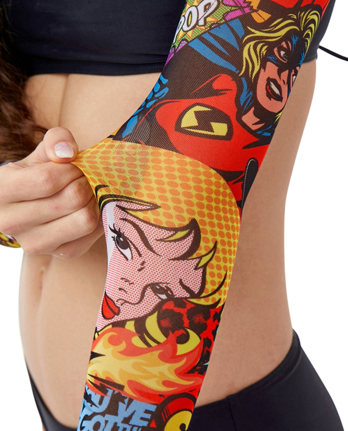 Side View Of Gottex Girls Superhero Long Sleeve Cropped Lace Up Rash Guard Top with Matching Bikini Bottom | GTK SUPERHERO