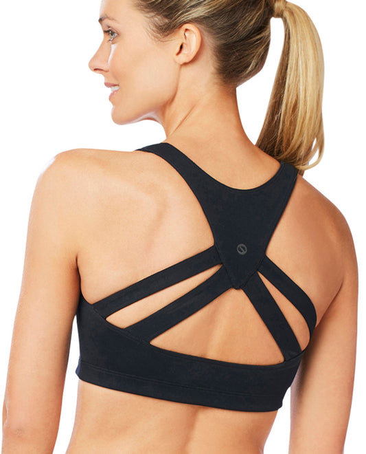 Back View Of Shape Define Low Impact Sports Bra | SHA Black