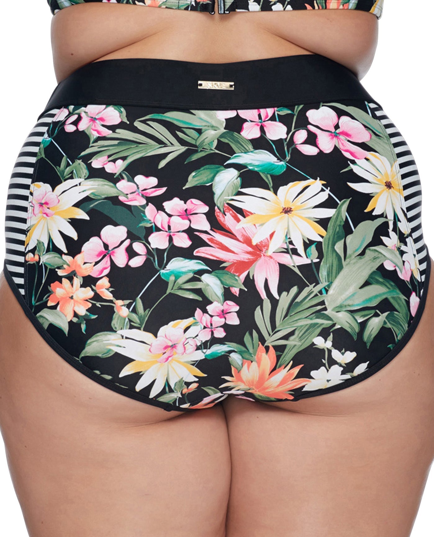 Back View Of SKYE Plus Size Elysian Fields Waverly High Waist Bikini Bottom | SKY ELYSIAN FIELDS