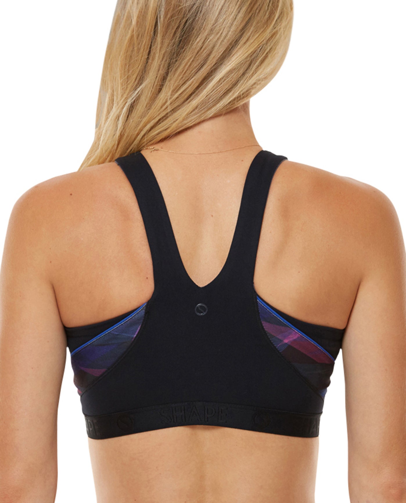 Back View Of Shape Black Cyberia Low Impact Sports Bra | SHA Black