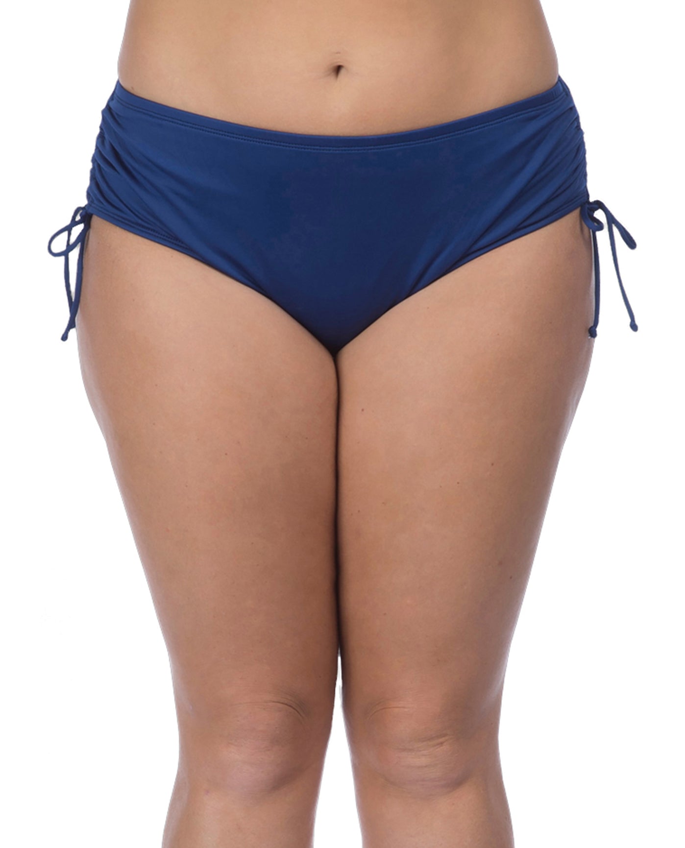 Front View Of 24th and Ocean Plus Size Adjustable Brief Swim Bottom | 24O NAVY