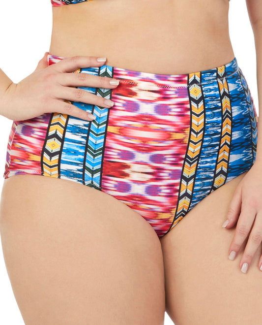 Front View Of Raisins Curve Plus Size Around The World High Waist Bikini Bottom | RCU AROUND THE WORLD
