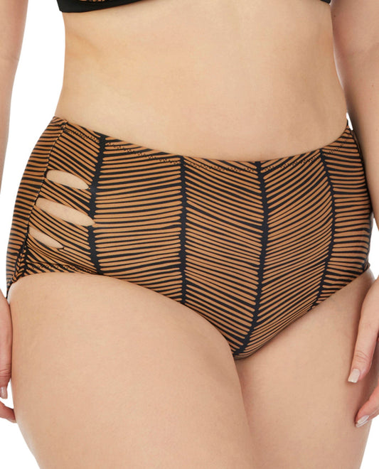 Front View Of Raisins Curve Plus Size Maharani High Waist Bikini Bottom | RCU MAHARANI