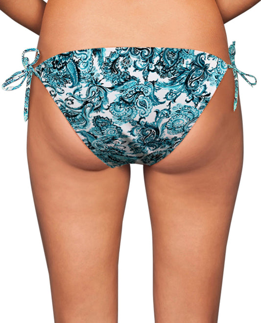 Back View Of Zali Peacock Bandana String Bikini Bottom | ZAL Peacock Bandana