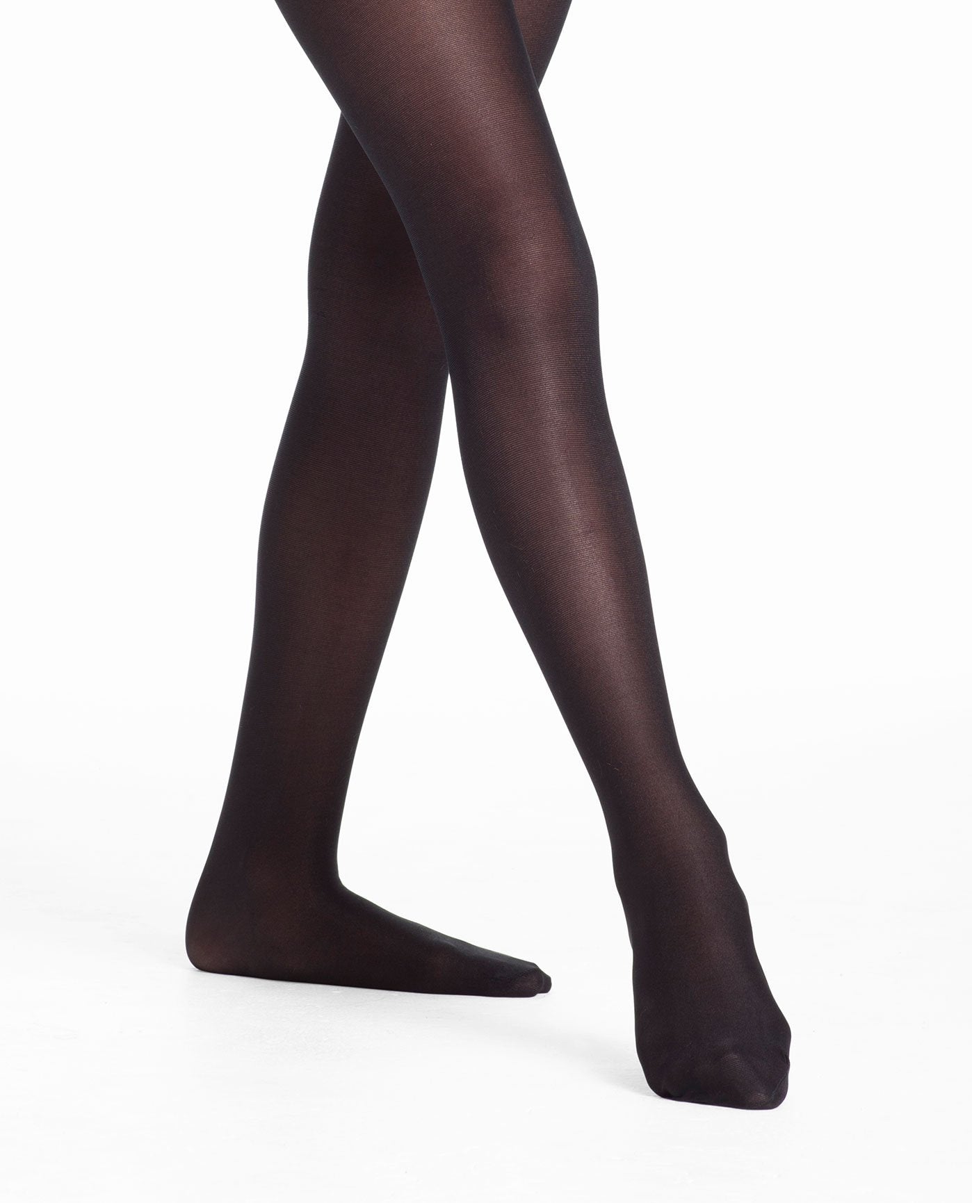 Front View of Danskin Black Girl'S 331 Ultrashimmery Footed Tight | DSK BLACK