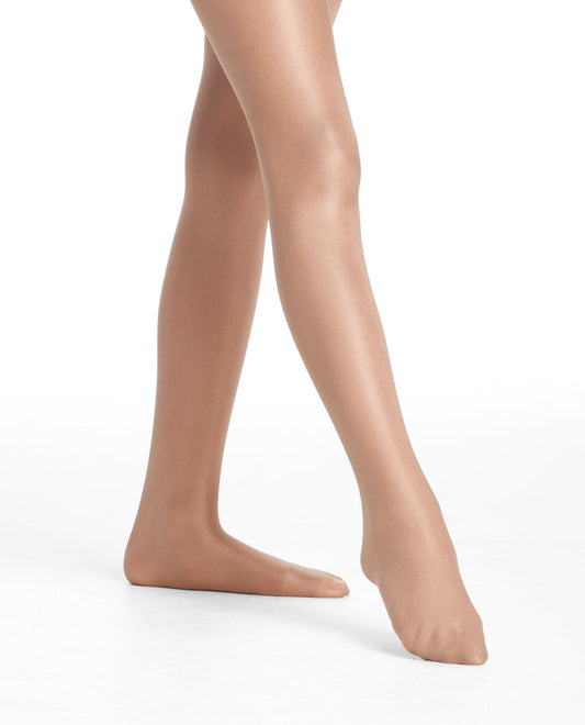 Front View of Danskin Classic Light Toast Girl'S 331 Ultrashimmery Footed Tight | DSK CLASSIC LIGHT TOAST