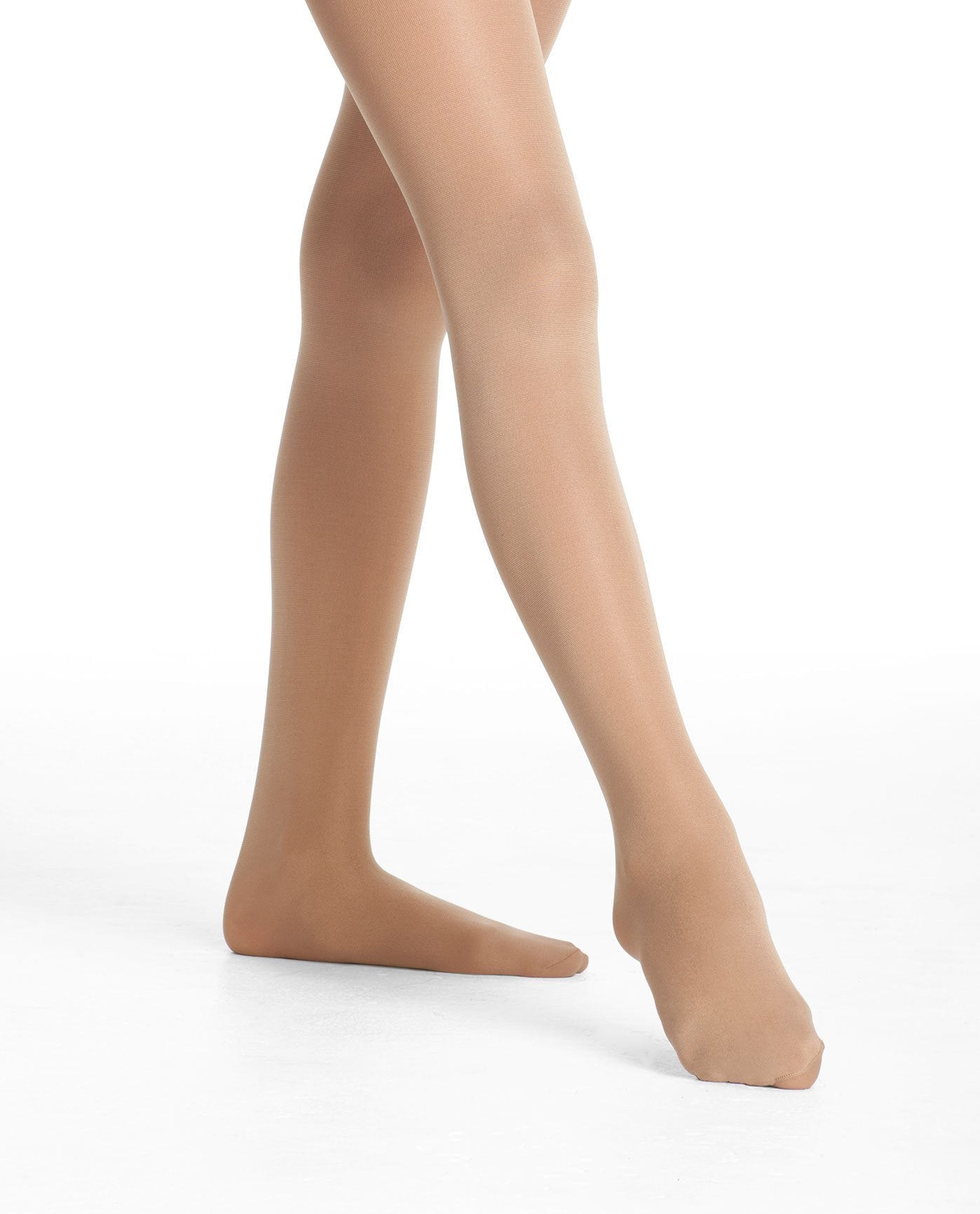 Front View of Danskin Light Toast Girl'S 703 Basic Footed Tight | DSK LIGHT TOAST