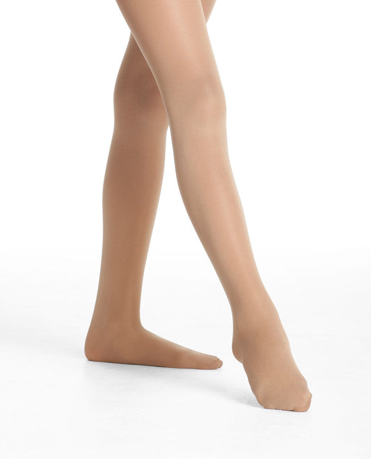 Front View of Danskin Light Toast Girl'S 703 Basic Footed Tight | DSK LIGHT TOAST