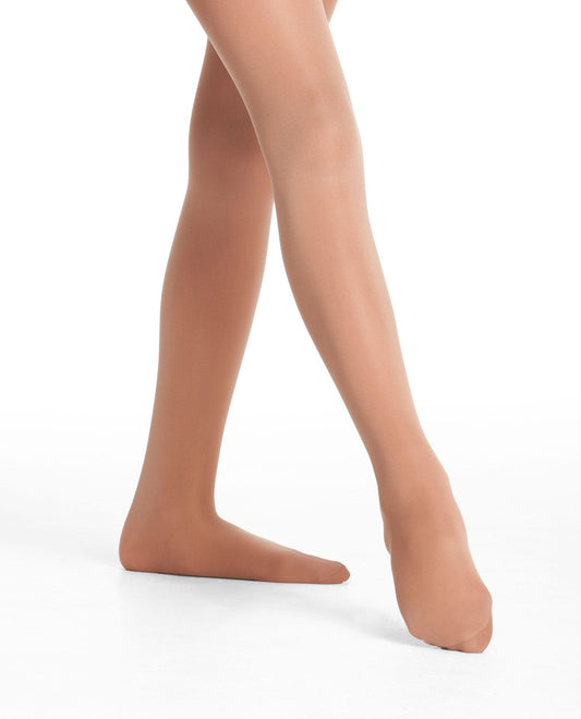 Front View Of Danskin Classic Light Toast Girl'S 703 Basic Footed Tight | DSK CLASSIC LIGHT TOAST