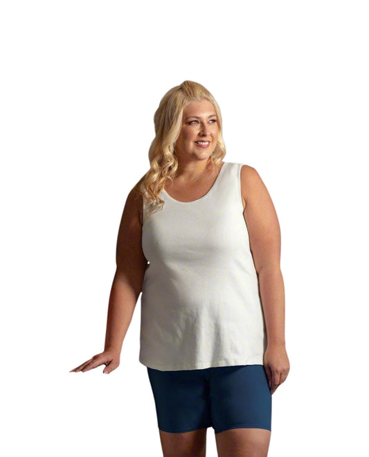 Front of Plus Size Sleeveless Layering Tank Top | 017 OTPS Cream