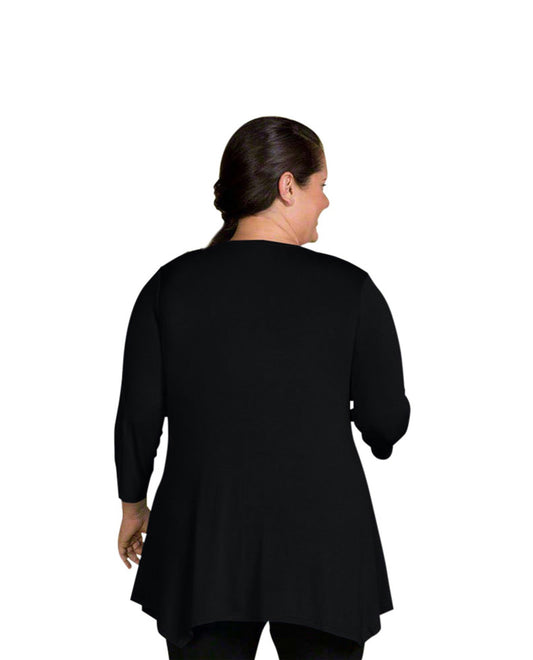 Back of Plus Size Tamsin 3/4 Sleeve Top | 001 OTPS Black