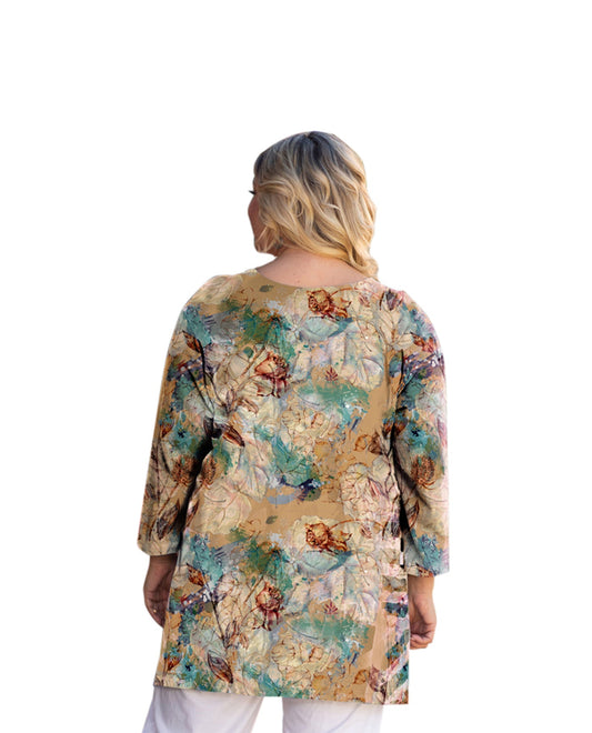 Back of Plus Size Printed Caiden Tunic | 213 OTPS Dry Roses