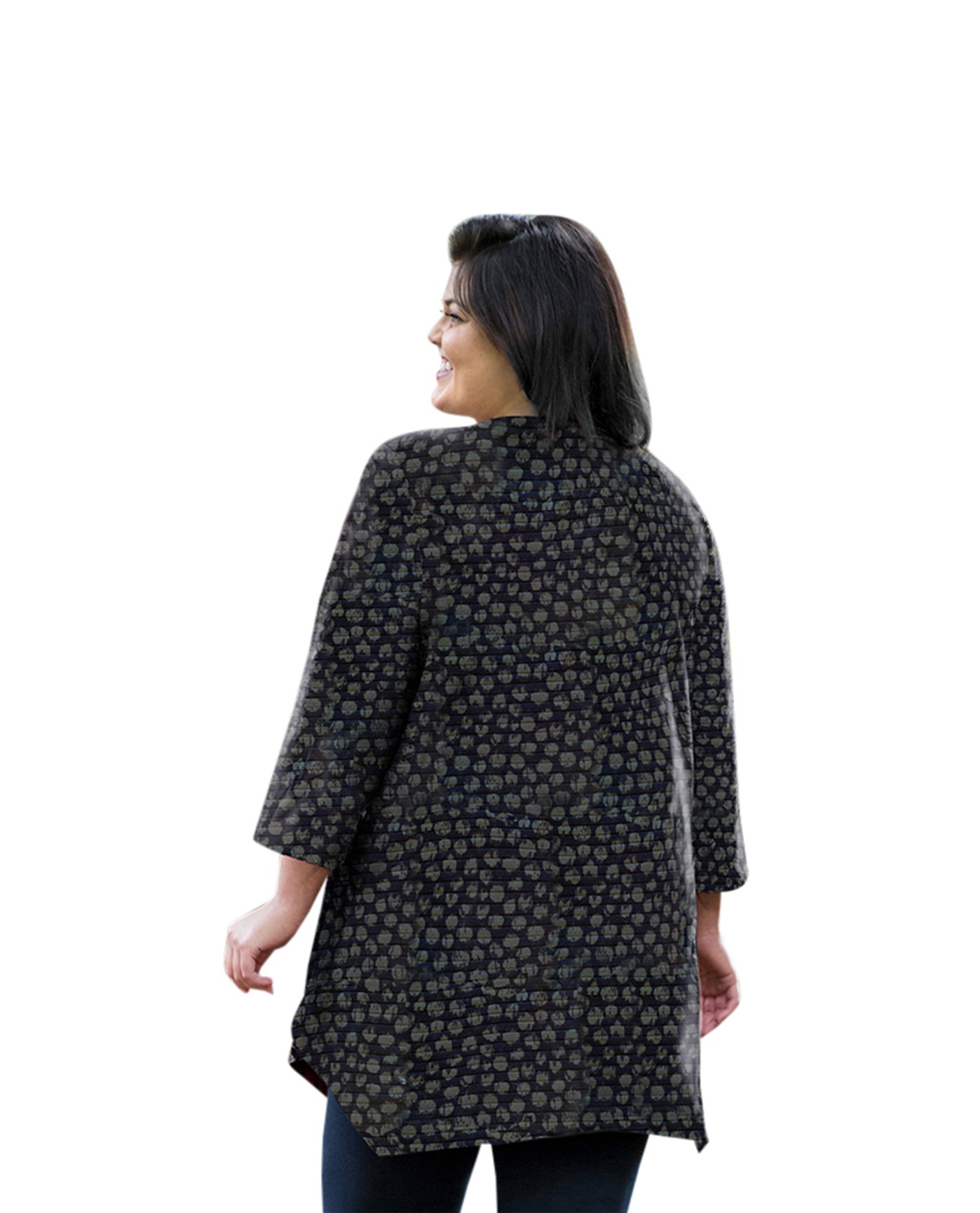 Back of Printed Matsin Plus Size Tunic | 271 OTPS Brushed Dots