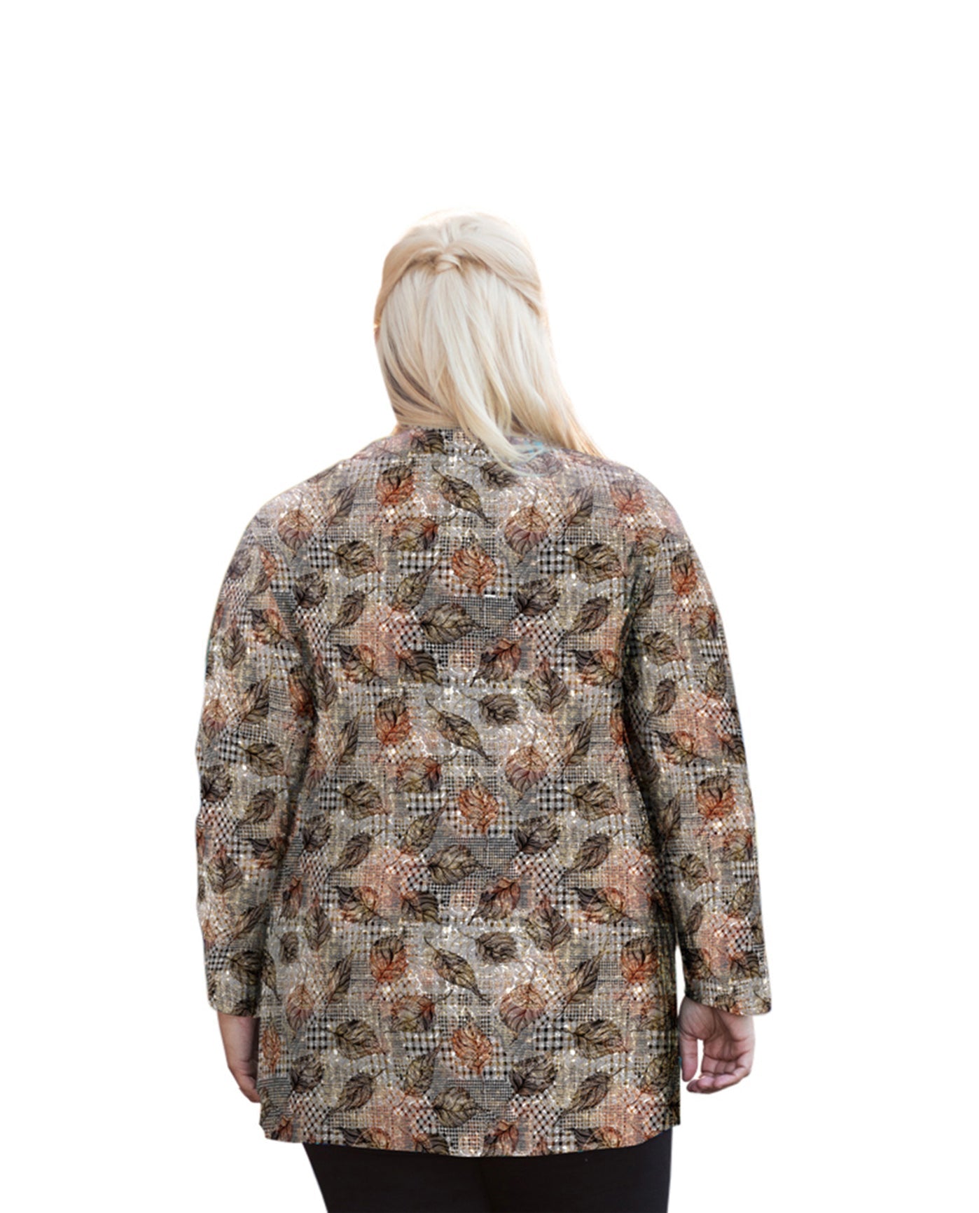 Back of Plus Size Print Layla Twofer Blouse | 212 OTPS Leaf Plaid