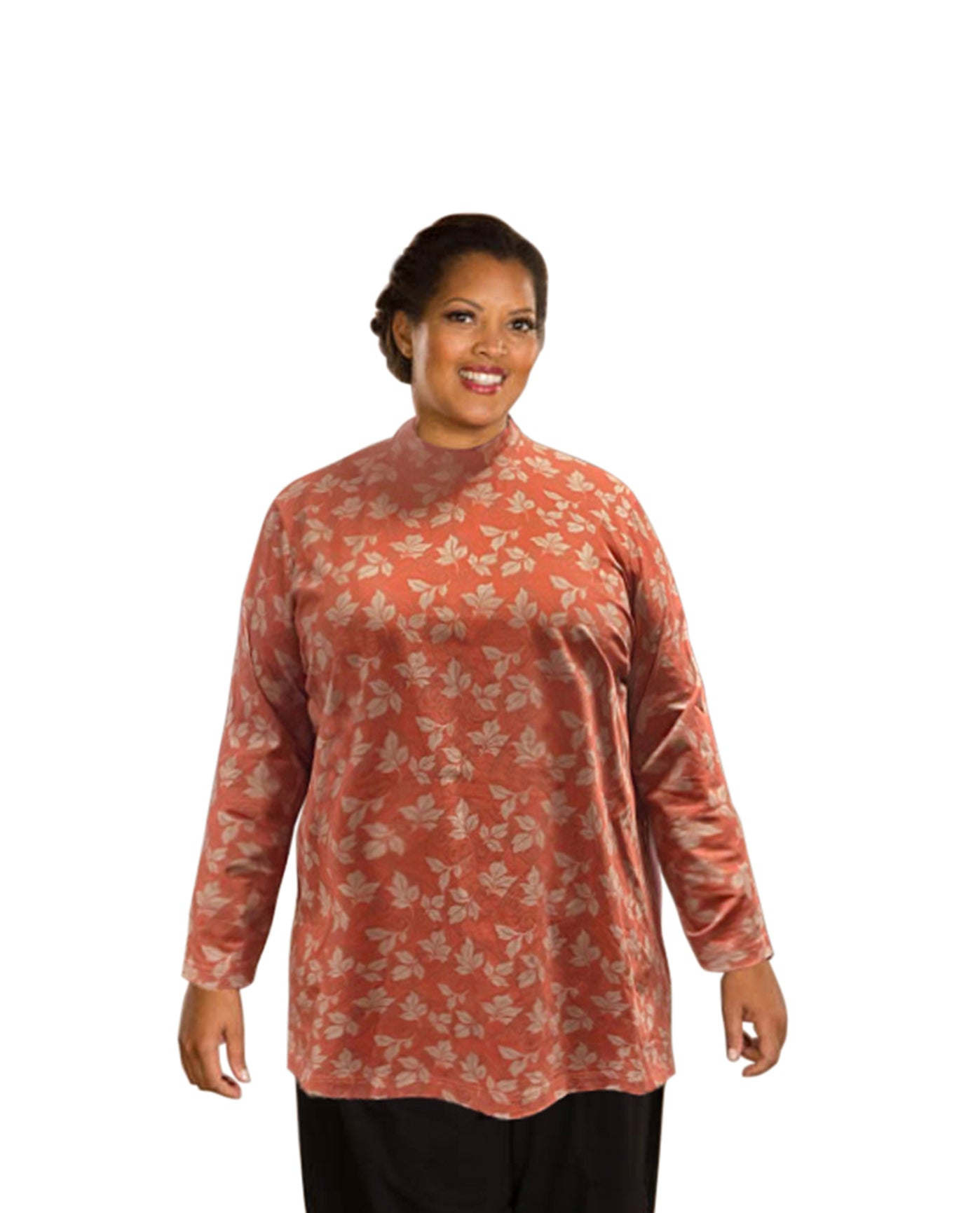 Front of Plus Size Mock Turtleneck Long Sleeve Sweater | 204 OTPS Autumn Ivy