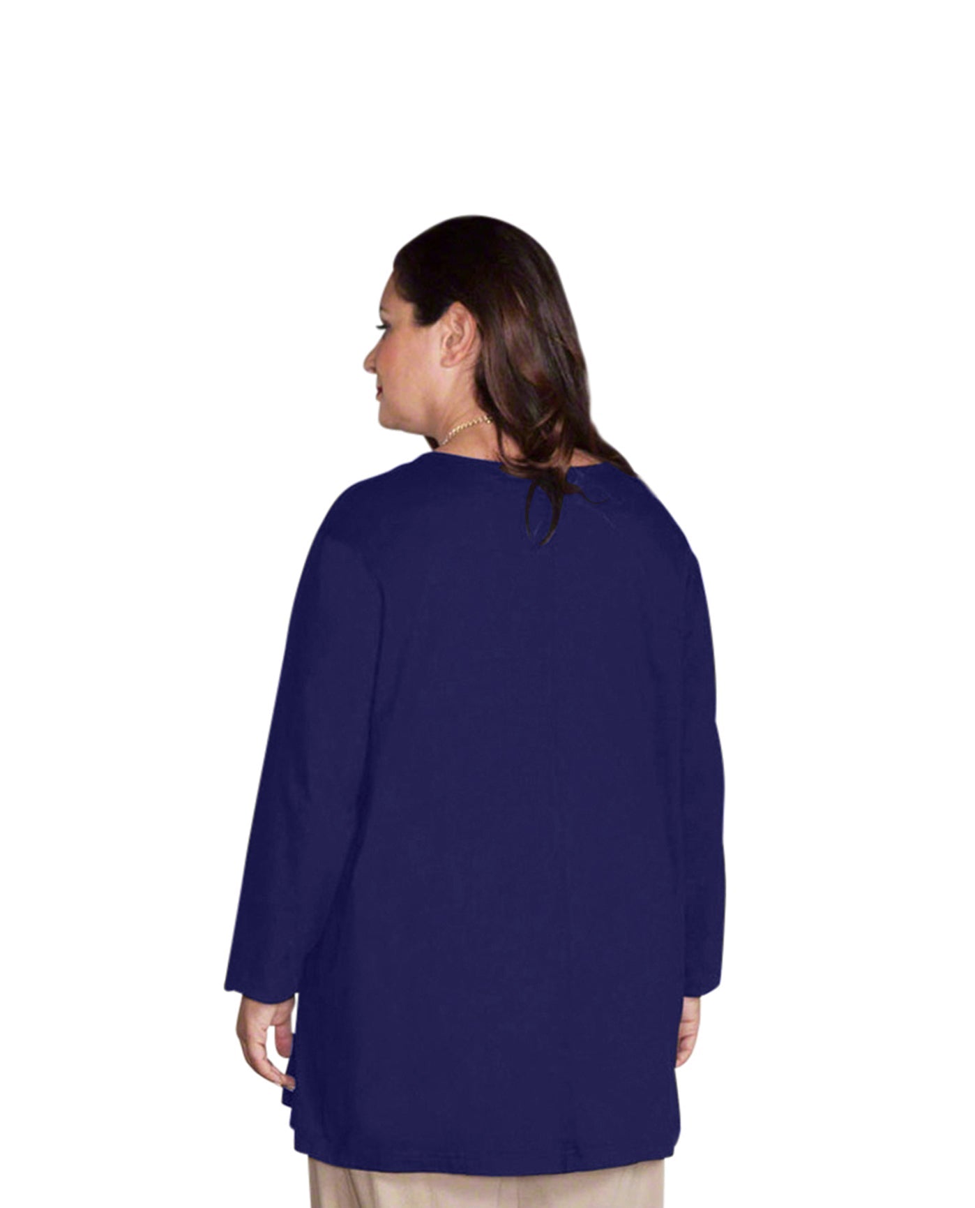 Back of Plus Size Jersey Long Sleeve V-Neck Tee | 004 OTPS Blueberry