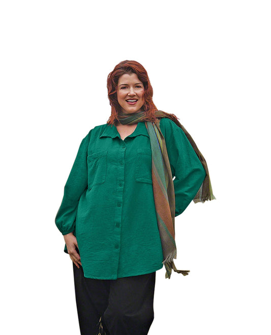 Front of Long Sleeve Button Up Plus Size Shirt | AMAZO OTPS Amazon