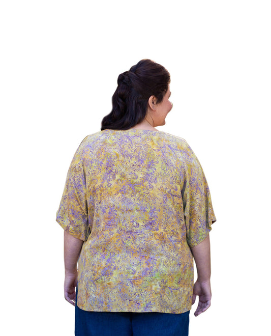 Back of Rayon Short Sleeve V-Neck Anacapa Plus Size Blouse | VENIC OTPS Venice