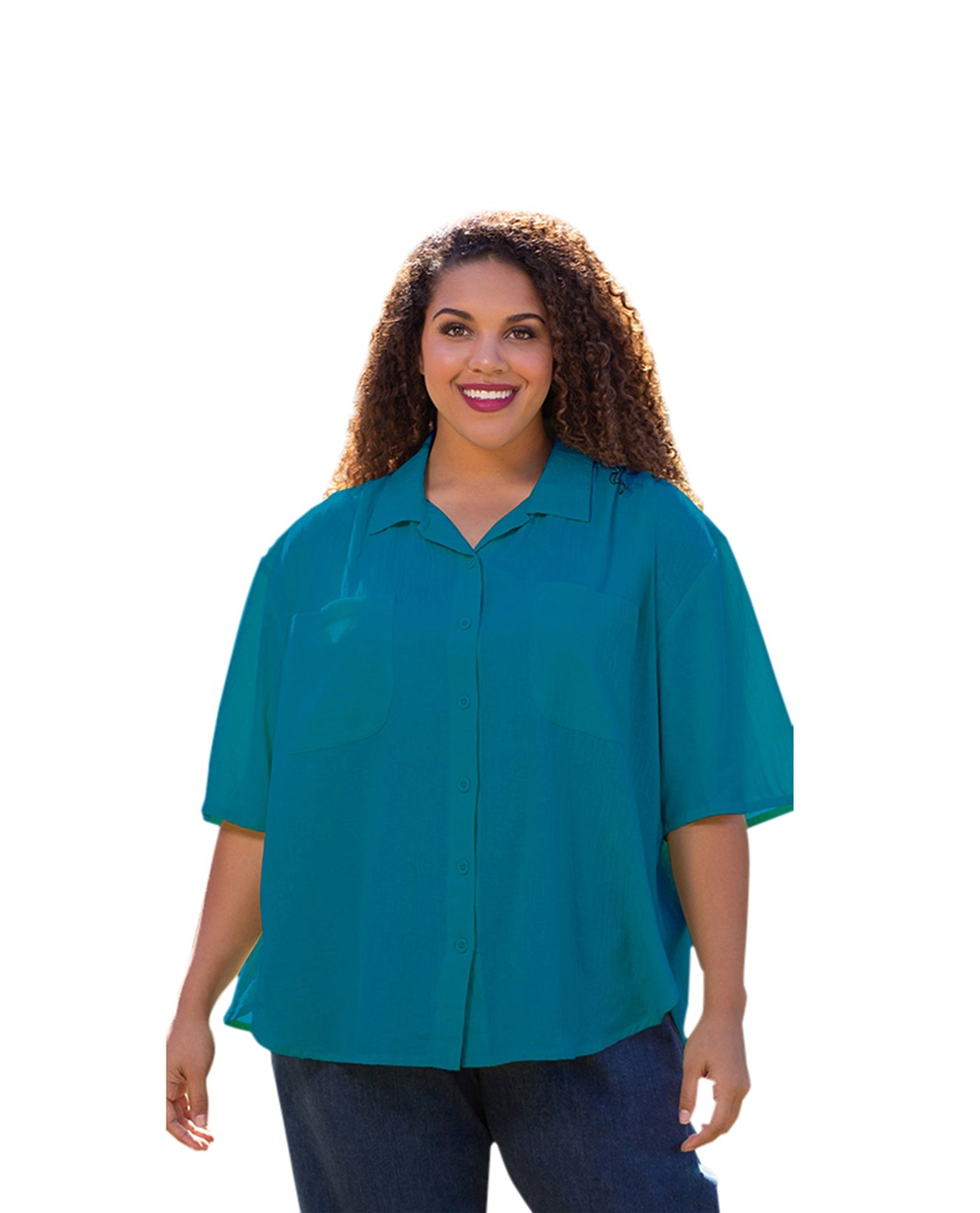 Front of Cotton Short Sleeve Collar Plus Size Shirt | DEPTH OTPS Ocean Depths