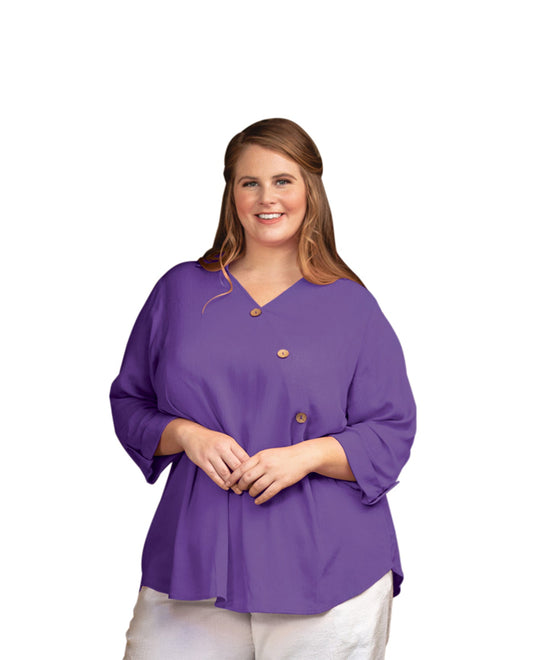 Front of Madison 3/4 Sleeve Plus Size Blouse | ACAI OTPS Acai