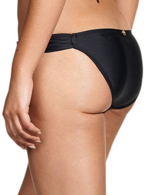 Front View Of ViX Solid Black Thai Bikini Bottom | VIX BLACK