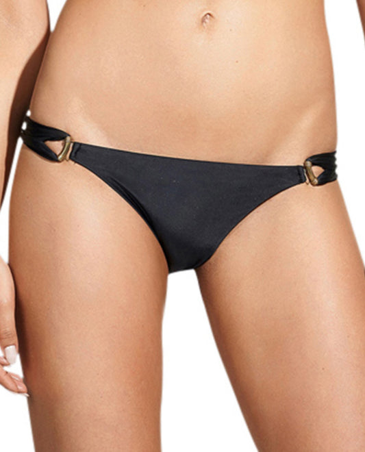 Front View Of ViX Solid Black Thai Bikini Bottom | VIX BLACK