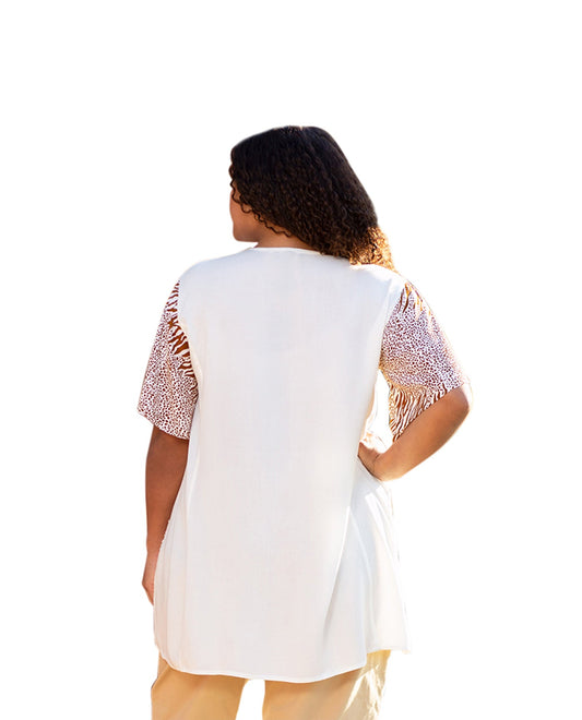 Back of Short Sleeve Round Neck Tonya Plus Size Blouse | SAFAR OTPS Safari