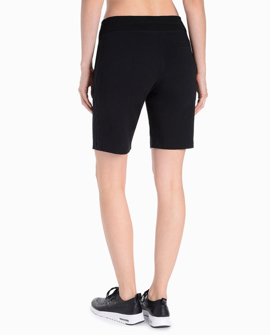 Back View Of Danskin Rich Black Essentials Bermuda Short | DSK RICH BLACK