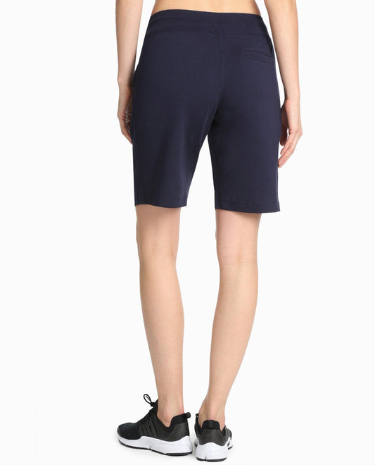Back View Of Danskin Midnight Navy Essentials Bermuda Short | DSK MIDNIGHT NAVY