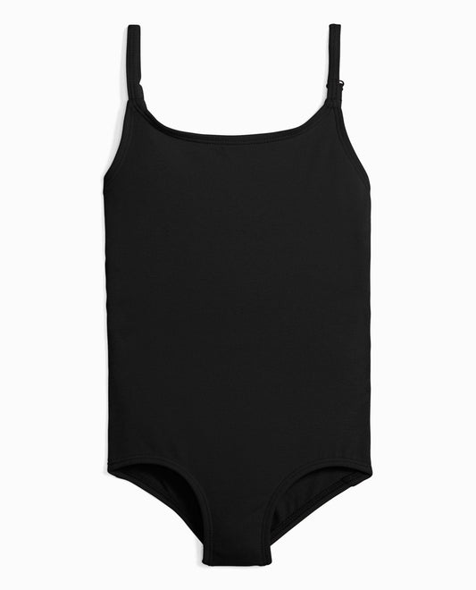 Front View of Danskin Black Girl'S Cotton Camisole Leotard | DSK BLACK