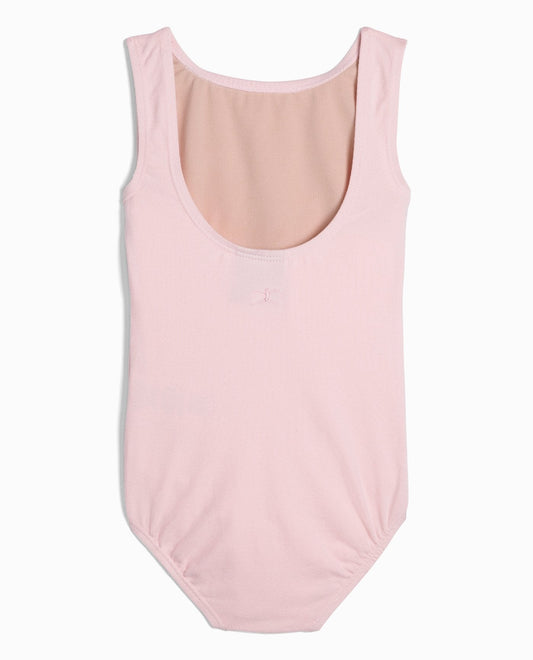 Back View Of Danskin Petal Pink Girl'S Cotton High Neck Tank Leotard | DSK PETAL PINK