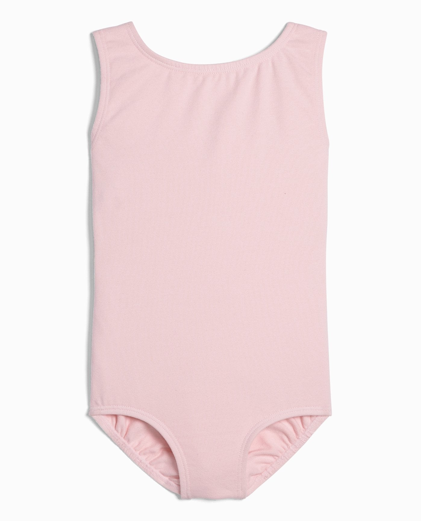 Front View Of Danskin Petal Pink Girl'S Cotton High Neck Tank Leotard | DSK PETAL PINK