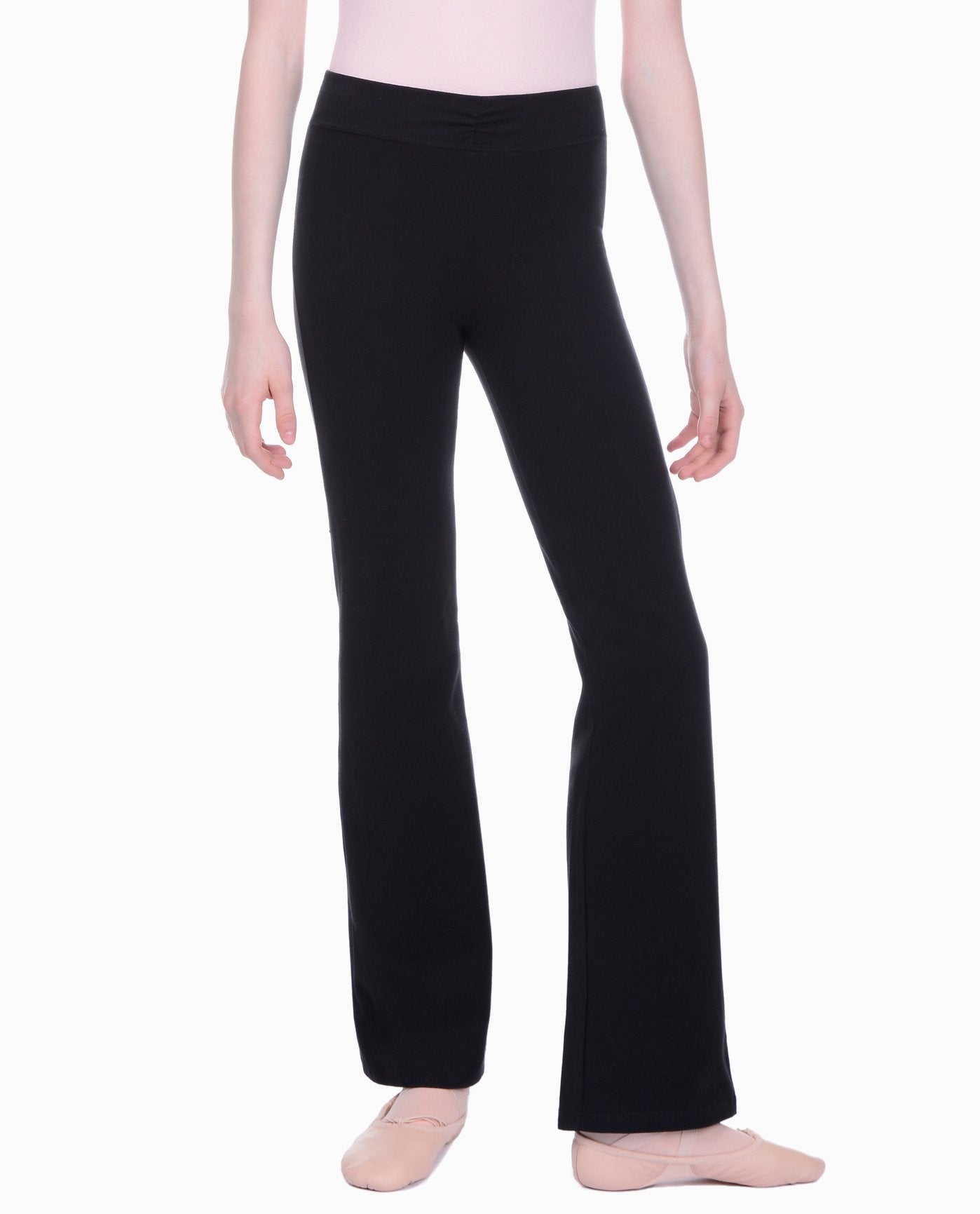 Alternate Front View of Danskin Black Girl'S Shirred-Waist Bootcut Pant | DSK BLACK