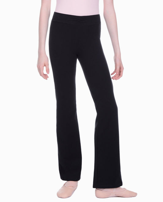 Alternate Front View of Danskin Black Girl'S Shirred-Waist Bootcut Pant | DSK BLACK
