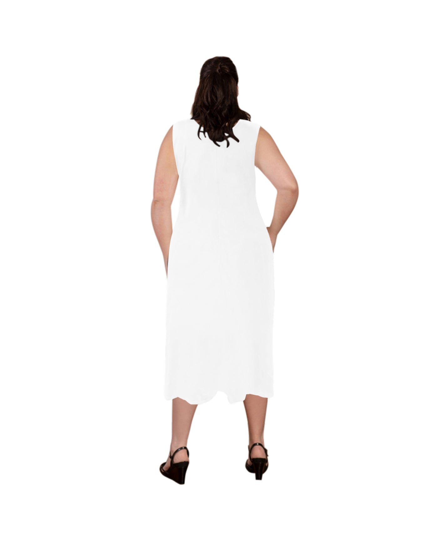 Back of Solid Cotton Plus Size Tank Dress | 002 OTPS White