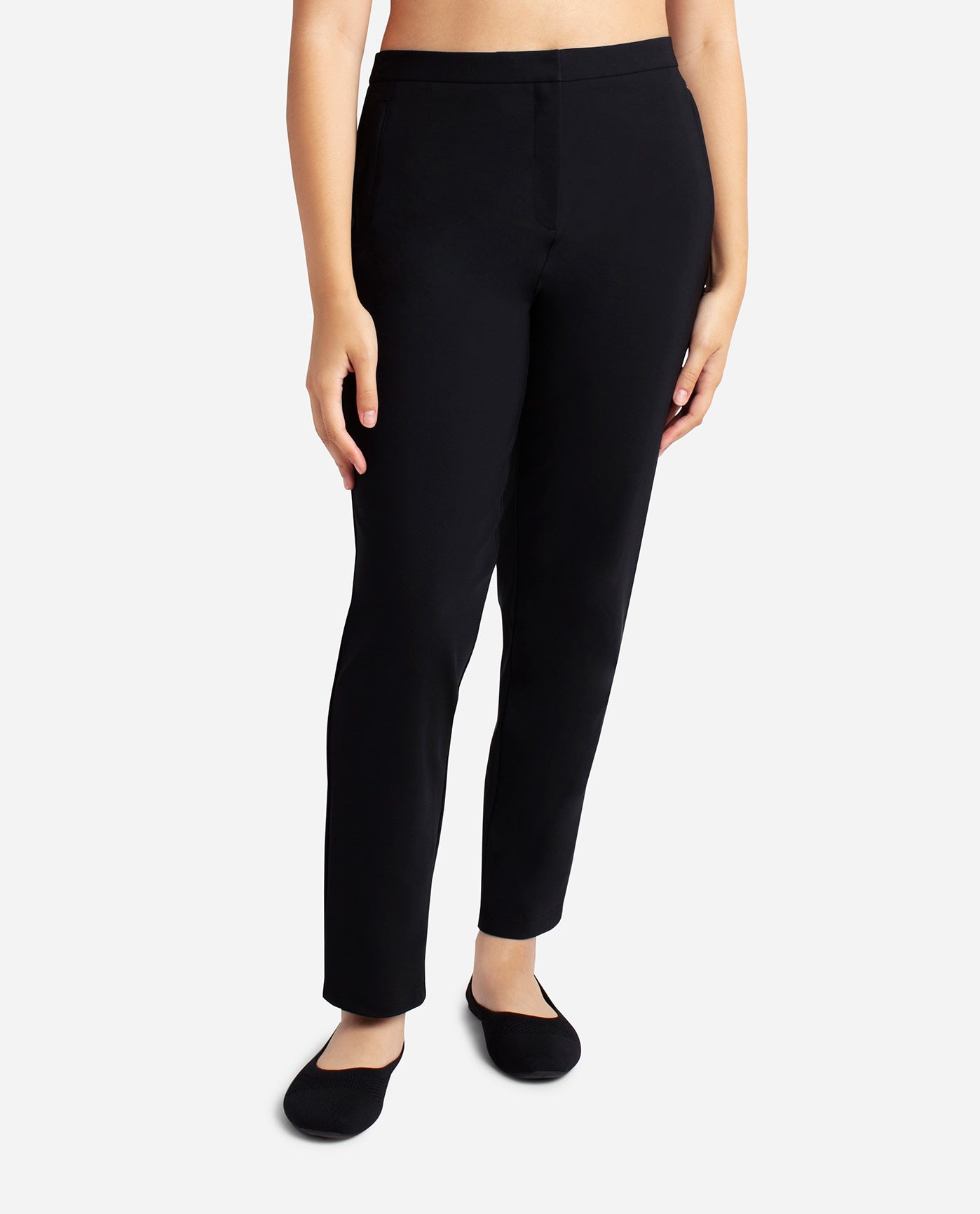 Front View Of Danskin Black Travel Trouser | DSK BLACK