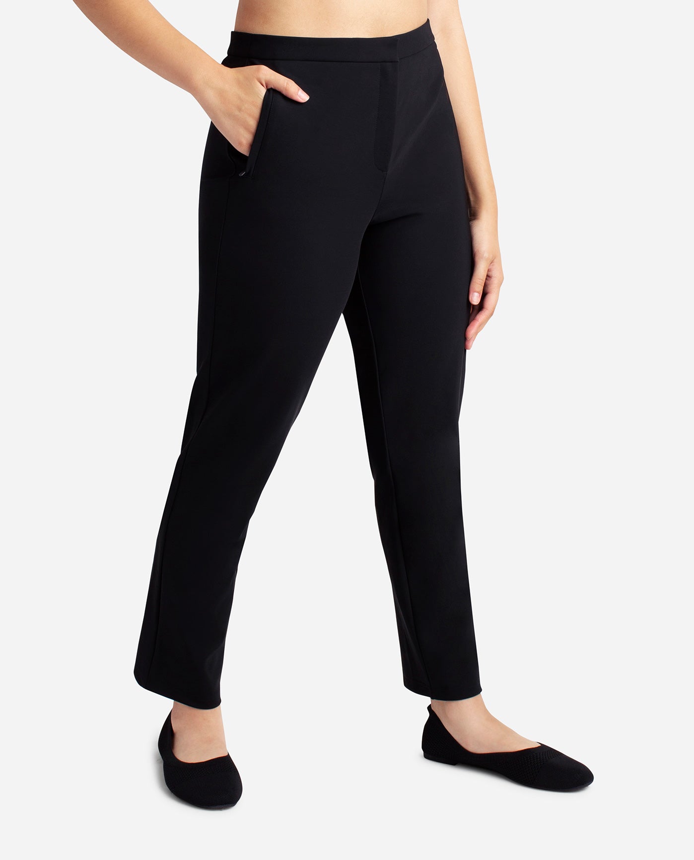 Side View Of Danskin Black Travel Trouser | DSK BLACK